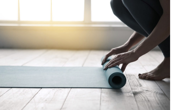 At home yoga workout.
